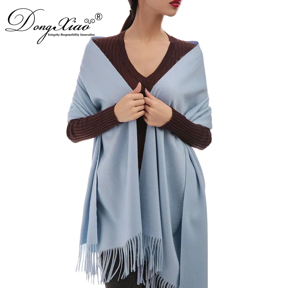 2018 Spring Super Quality Cashmere Knitted Light Color Mink Flamenco Shawl