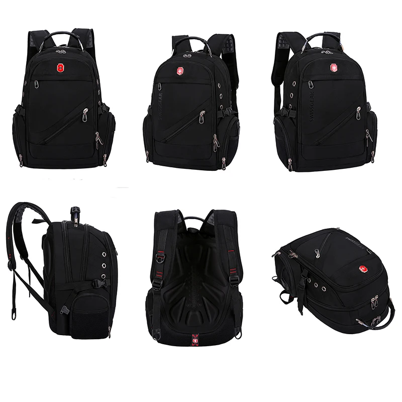 Waterproof Travel Backpack Women Rucksack Male School Bag External USB Charging Swiss Laptop Backpack