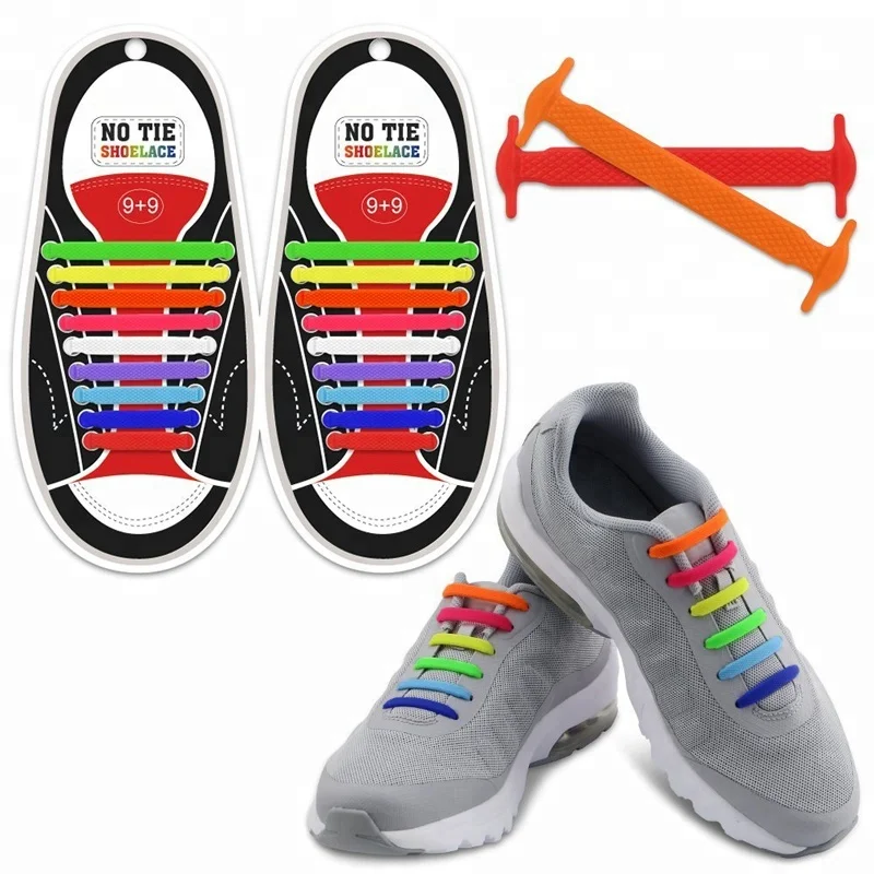 Customizable Mix Color No Tie Shoelaces Silicone Lock Shoelaces Cool Shoelace Patterns Elastic Silicone Shoe Laces