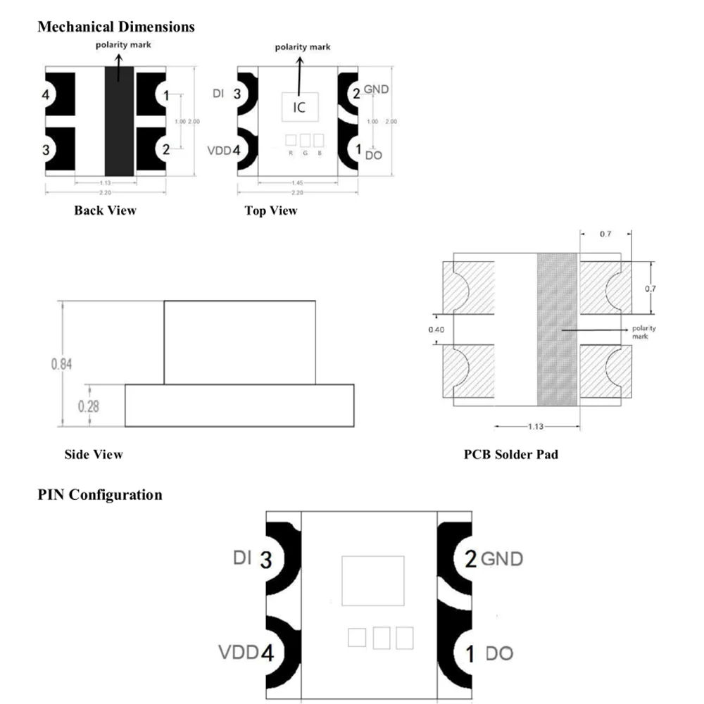 Less LED than ws2812b best Quality Individually Addressable Mini SMD WS2812-2020 LED Chip