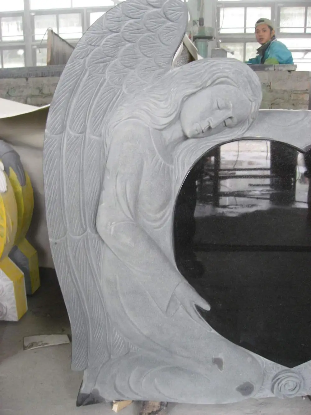 Black Granite Angel Headstone for Sale Cemetery JH-M17 Black Granite Headstones Grey and Black Jinghuang American CN;FUJ