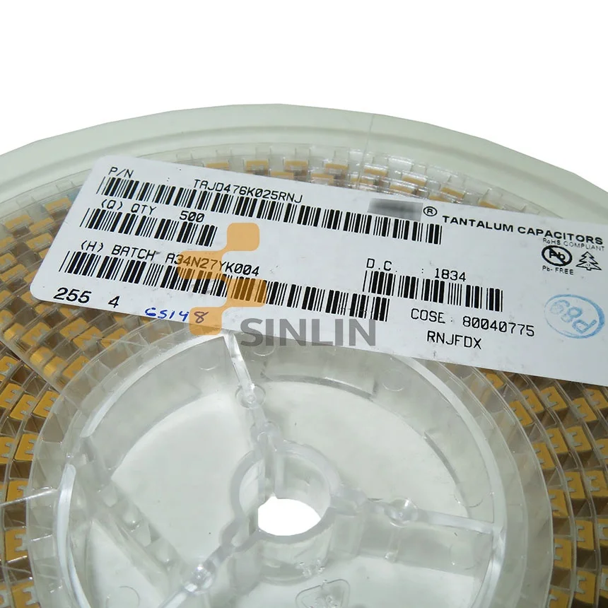 TAJD476K025RNJ   TANTALUM CAPACITOR 47UF 10% 25V 2917 D type