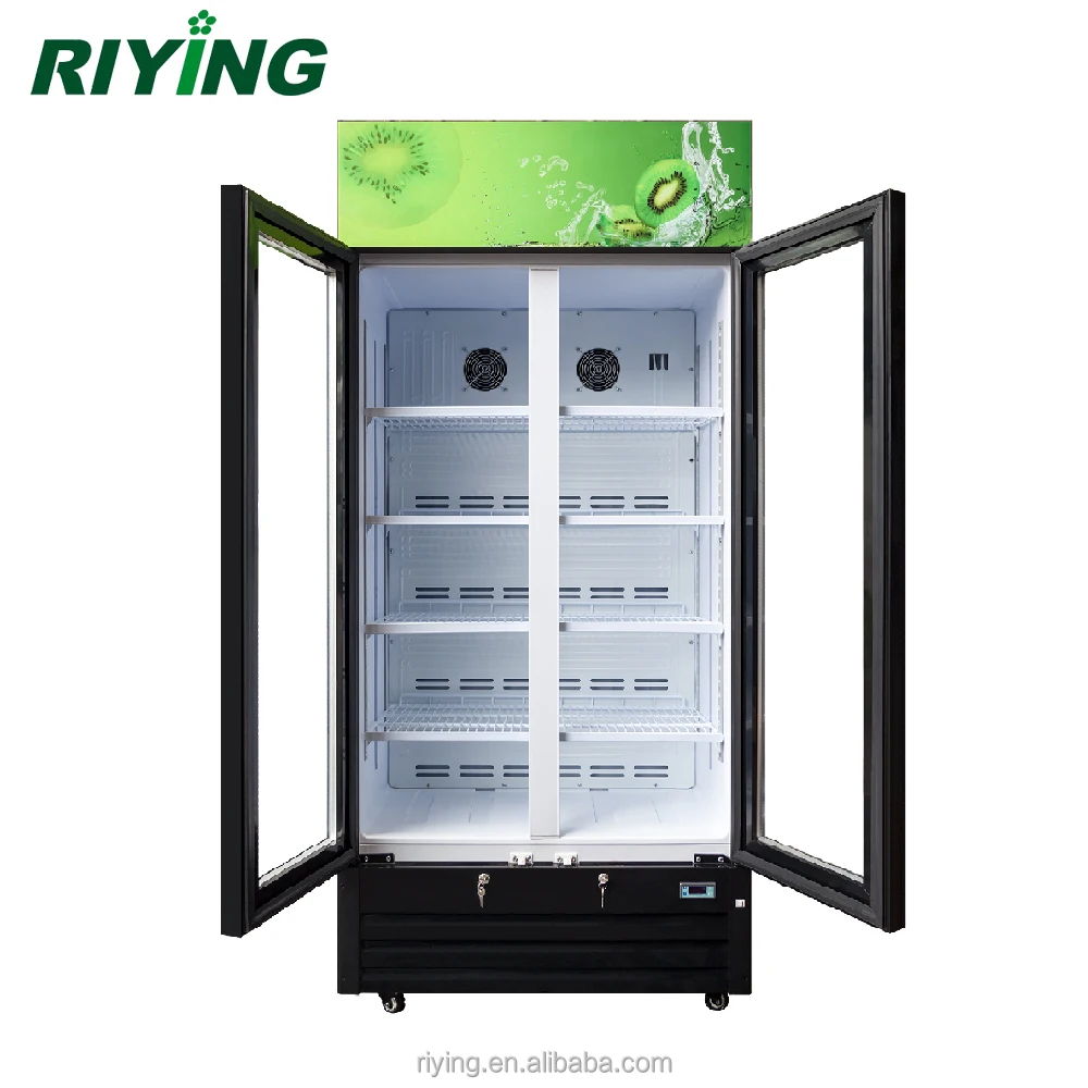 488 Liters 2 Glass Door Commercial Display Showcase Fridge Refrigerator for Drinks