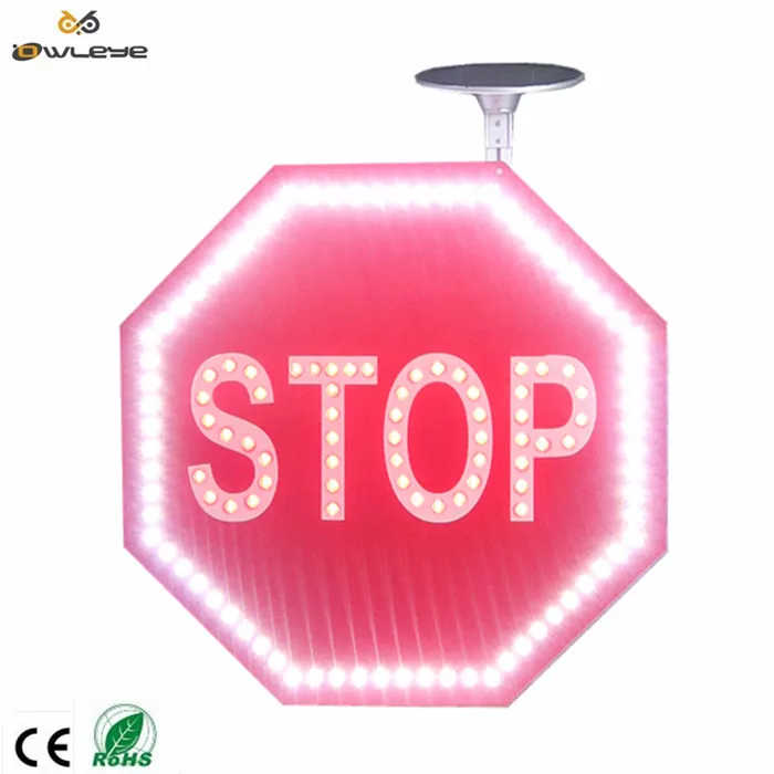 Octagon stop go led led flashing traffic light safety electric fence warning board reflective solar aluminum traffic road sign