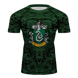 Men Tops House Slytherin Sublimated Printing Tee Shirt Short Sleeve T Shirt Blouse Pullover Plus Size Rash Guards for MMA Sports