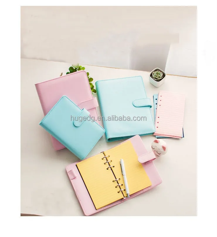 Cute fancy PU girls school notebook with colorful paper