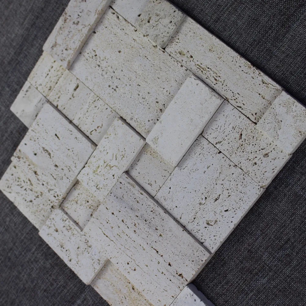 Decorstone24 Yellow Travertine Stone Tile French Pattern 3d Design For Wall Cladding