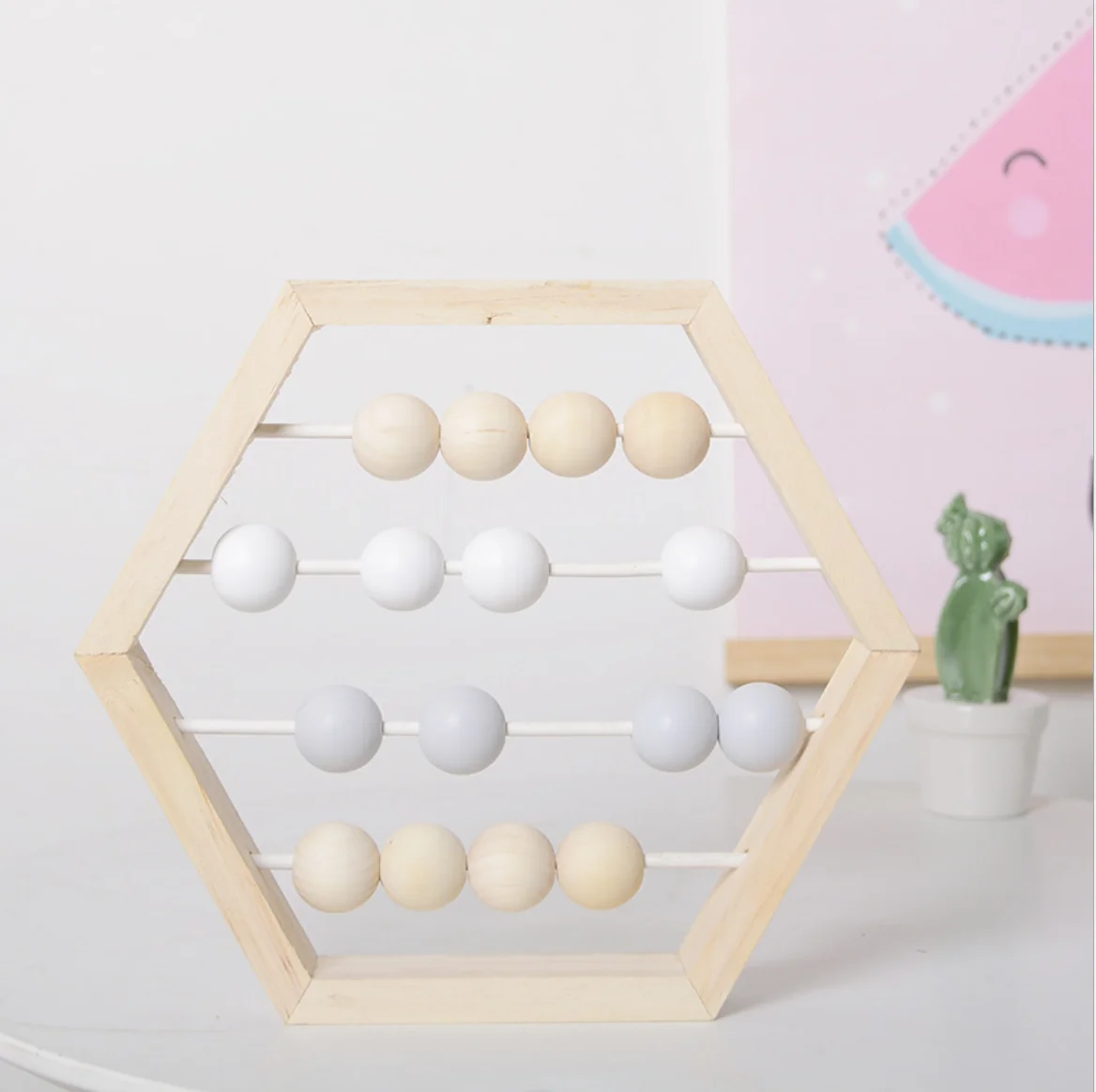 
Wooden abacus table with wooden crafts children educational early education toys 