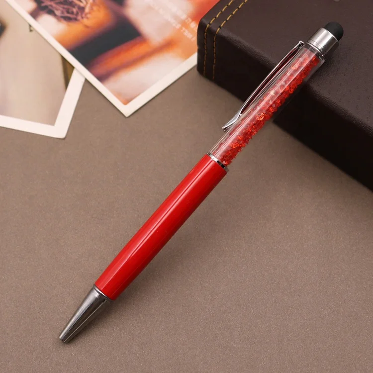 custom logo 2in 1 Crystal pen Diamond ball point pens with touch screen
