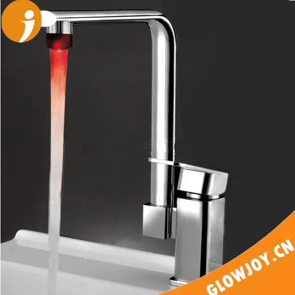 однорычажный светодиодный смеситель с LED подсветкой, латуный с высоким изливом для мойки и раковины боссейна