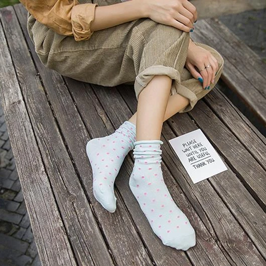 Summer Japanese Cute Dots Cotton Girls Socks Teen Tube Socks