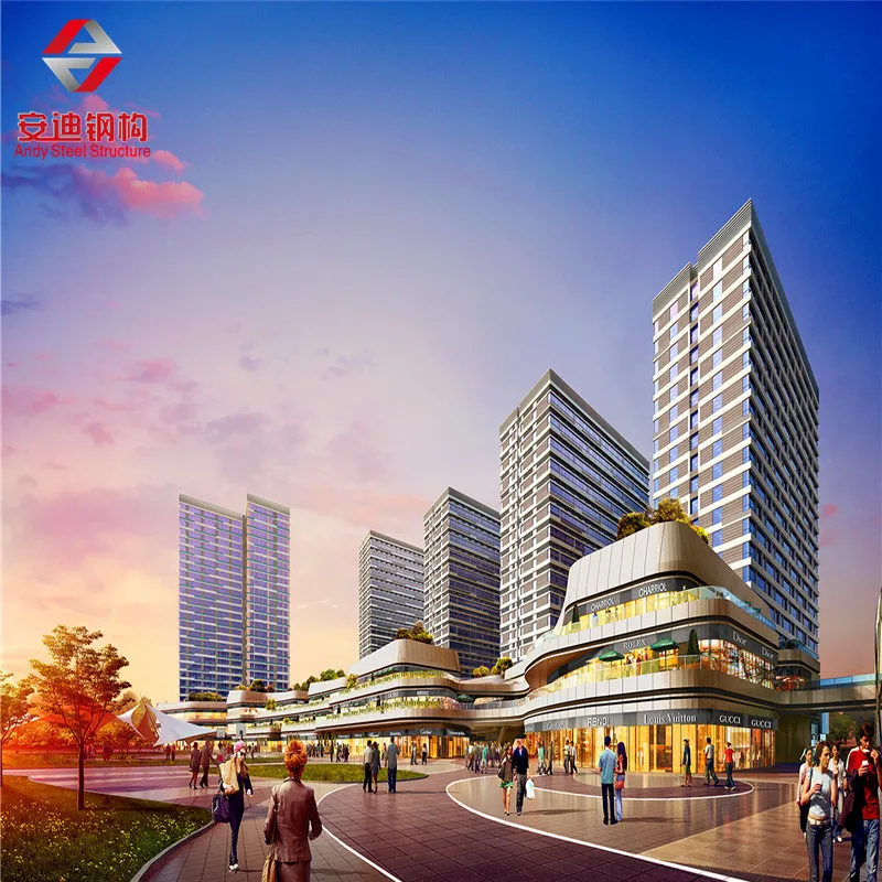 Высокая стальная конструкция, алюминиевая и стеклянная занавески для зданий