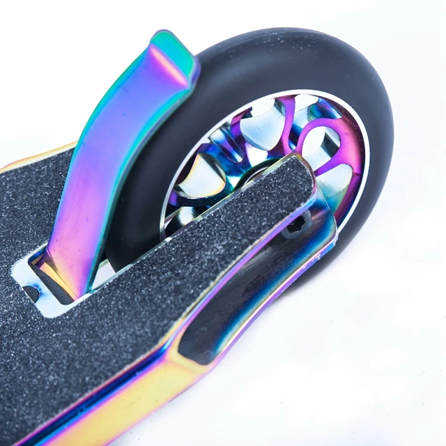 Профессиональный алюминиевый самокат для фристайла профессиональный Радужный нео-хром трюковый