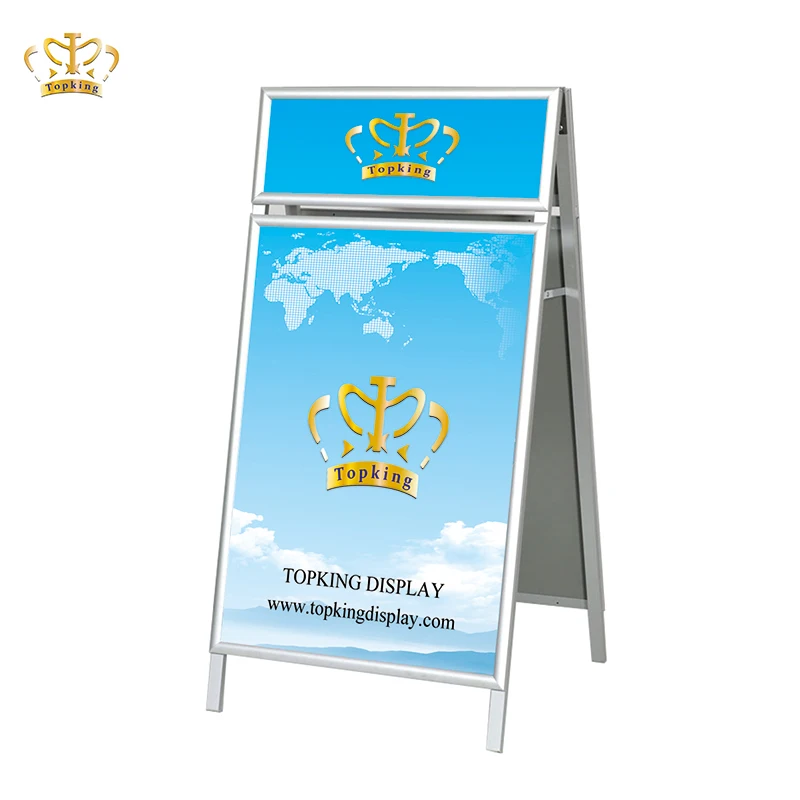 A1 Size Aluminum Snap Lock Frame a Board Stand Double-Sided Floor Display Powder Coated Finish Square Shape Poster Display Stand