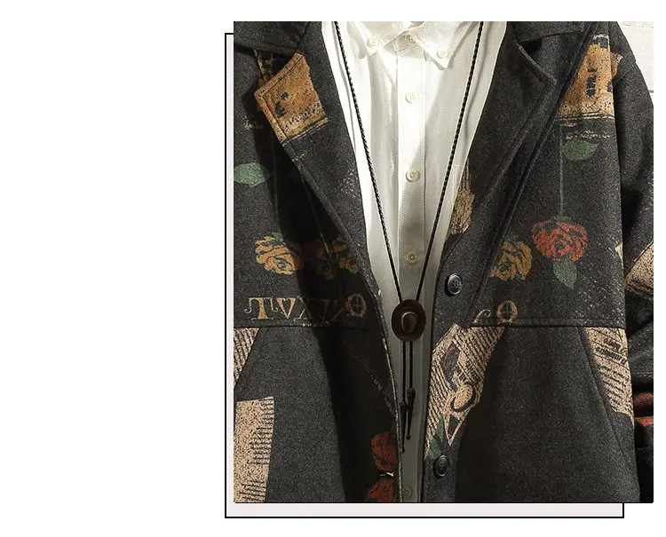 Regular men Vintage rose fashion  jacket/suit