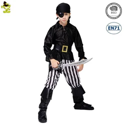 Черный крутой пиратский костюм для вечеринки на Хэллоуин, костюм для ролевых игр, костюм пирата для мальчиков