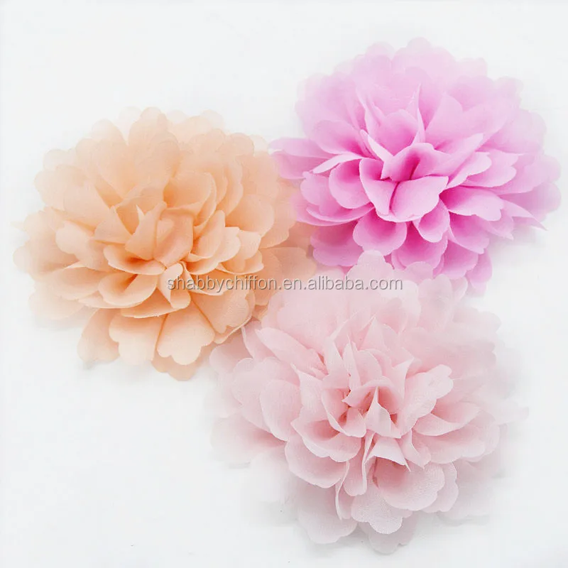 Artificial Chiffon Silk Flowers For Girls Hair Accessories Soft Petal Peony Fabric Flowers For Headbands Wholesale Flower 10cm