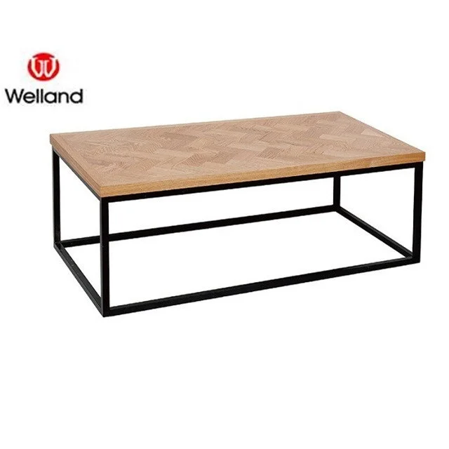
Modern Ash Wood Nesting Rectangle Shape coffee Table with Metal Legs 
