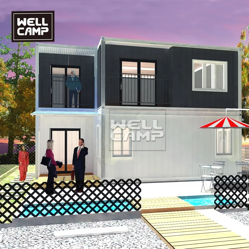 Modern living flat pack container house two floor container vans holiday customized prefab villa