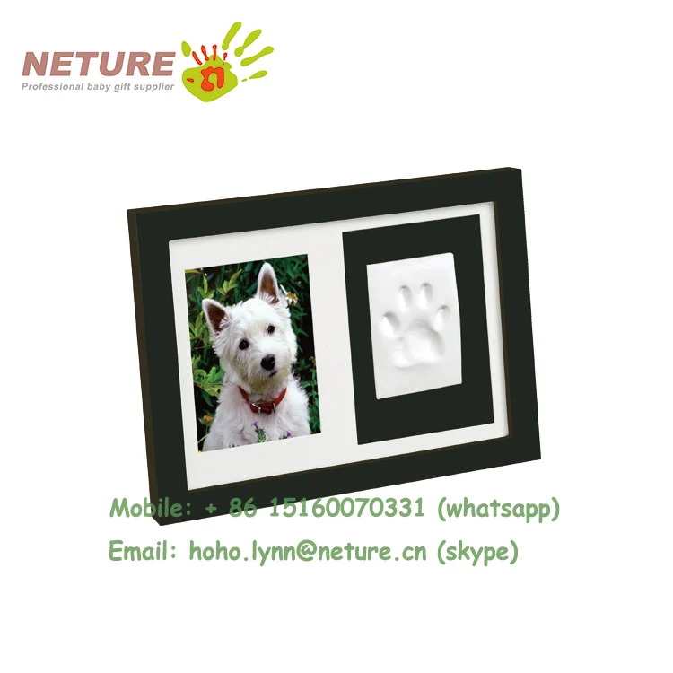 Custom pet paw print impression kit clay memoria dog cat photo frame