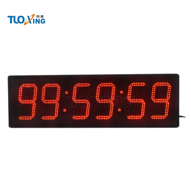 6 digits 8 inch LED digital Large outdoor race clock