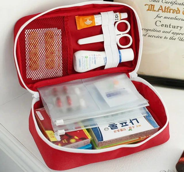 Custom portable red medical bag travel oxford emergency first aid kit bag for promotion