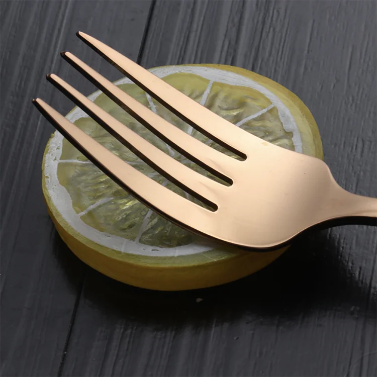 
Long Handle colored rose gold silver plating stainless steel salad fruit dinner fork set 