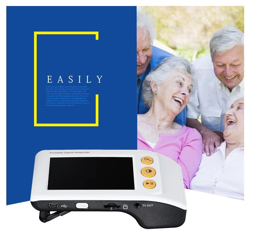 Digital Magnifier Handheld Portable Electronic Reading Auxiliary Video Amplifier Multiple Colors Optional Mode for Low Vision