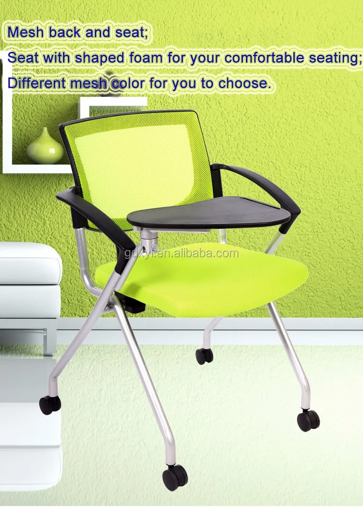 
new style mesh training chair with writing pad and wheels(XYL-1138) 