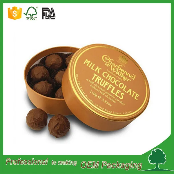 2017 Cylinder custom eco friendly craft paper round box chocolate packaging for gift with food paper insert