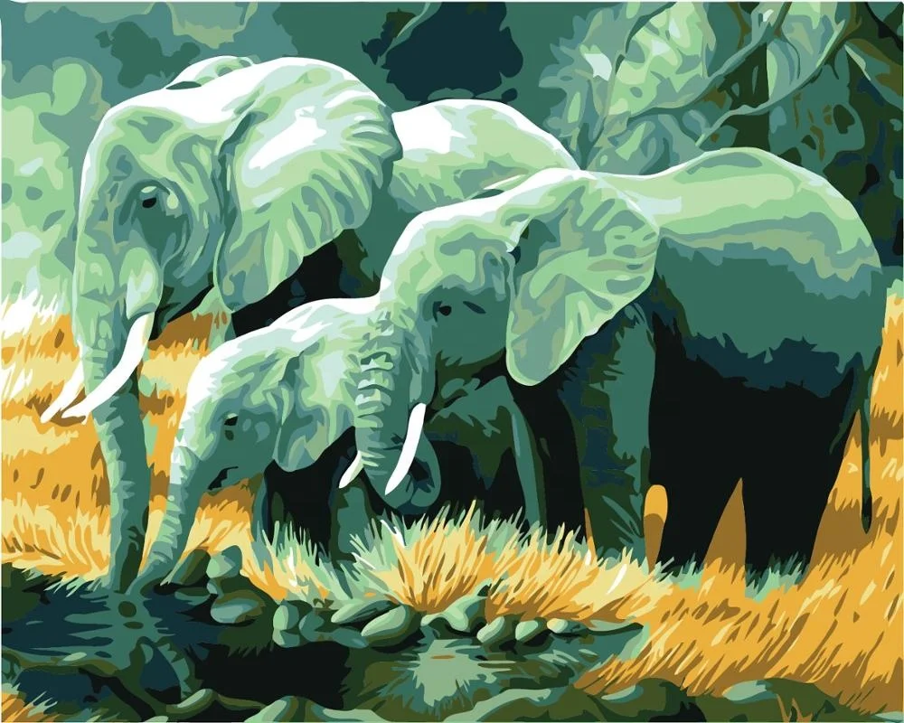 Оптовая продажа, индивидуальная картина по номерам «сделай сам», Картина на холсте с изображением слонов