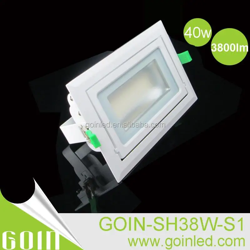 
Ip44 rectangular shape gimbal led down lights 30w 40w 50w 60w hotel,shop,commerical grille recessed downlight 