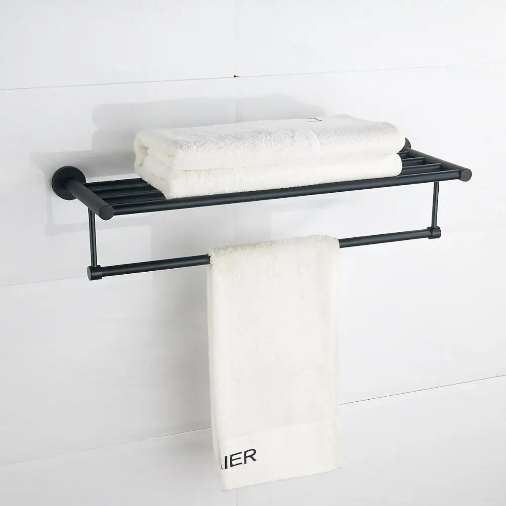 
Decorative Bathroom Towel Rack Bathroom Accessory Black Wall Mounted Towel Shelf 