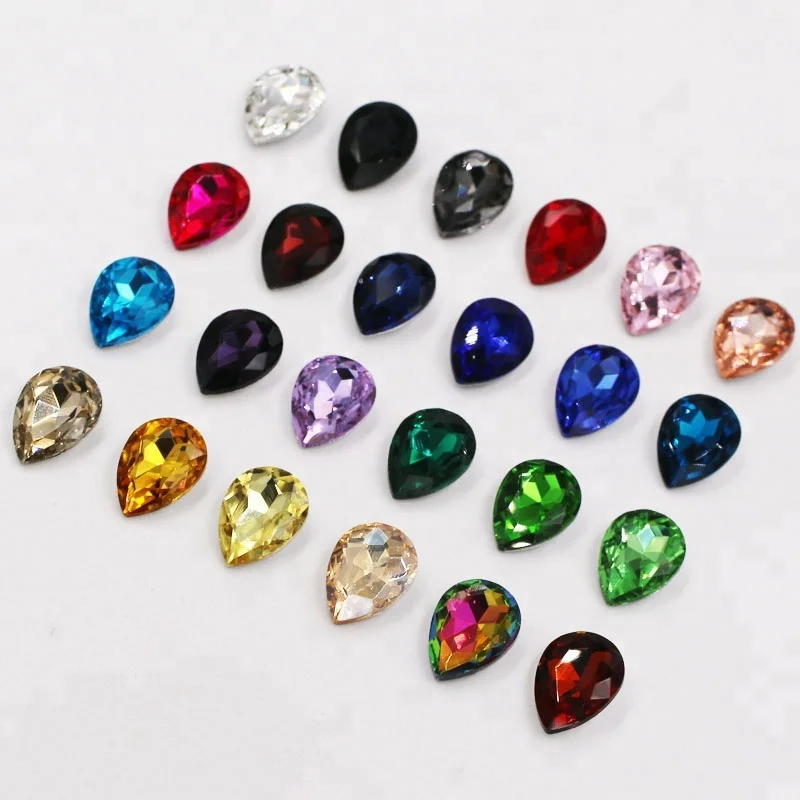 Tear Drop Shape Pointback Glue-on Rhinestones