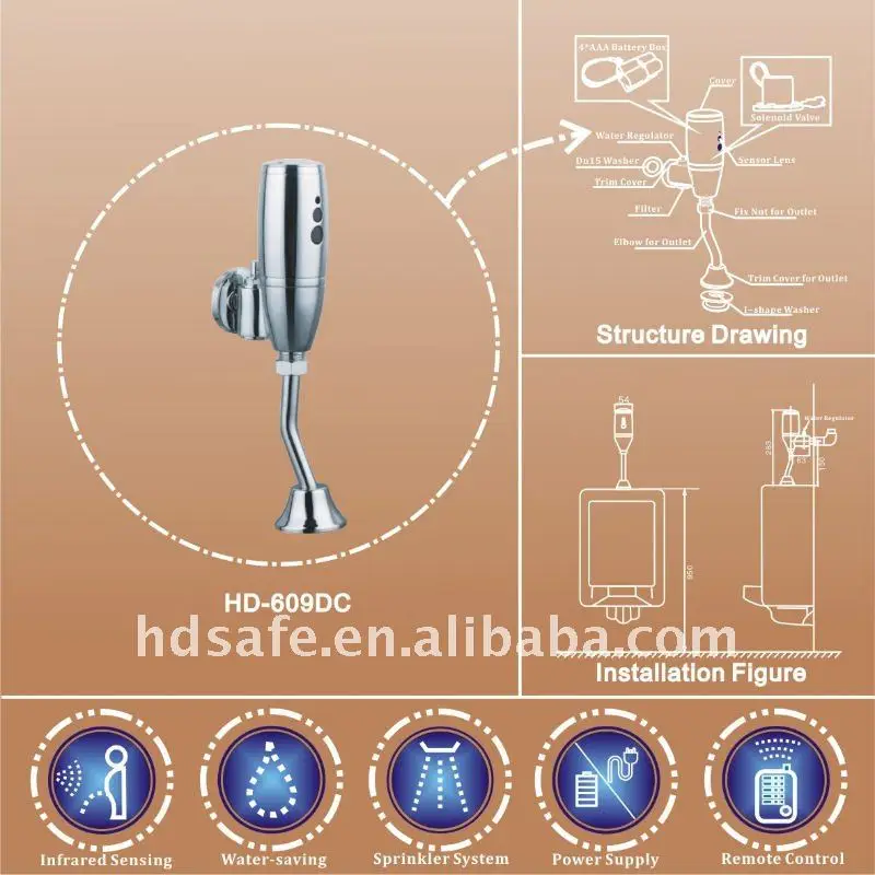 Новый Современный Дизайн с Батарейным Питанием Автоматический Писсуар Промывочный Клапан