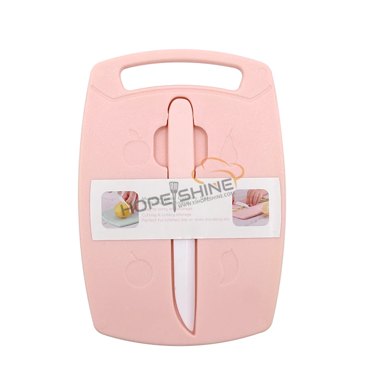 Wheat straw fiber non slip function Eco friendly plastic cutting board with knife set