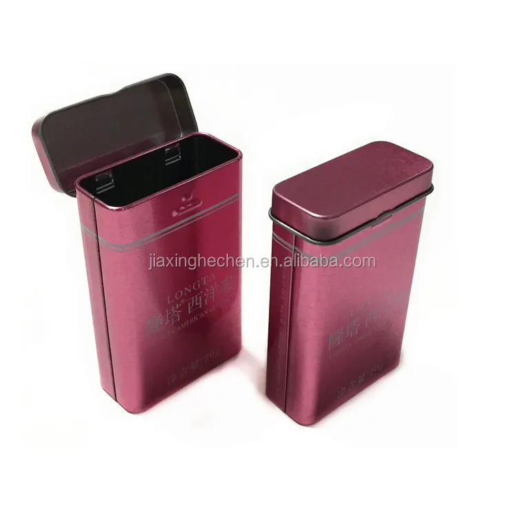 Rectangle small mini tin box with hinged lid