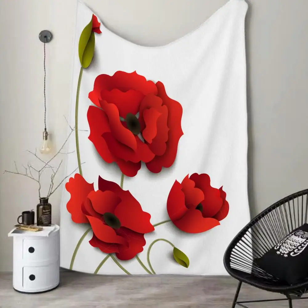 
Red Rose Printing Super Soft Full Fleece Custom Baby Blanket For Kids 