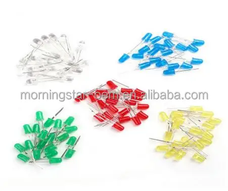 Factory direct 5mm milk LED diode Light Assorted Kit DIY LEDs Set White Yellow Red Green Blue electronic diy kit