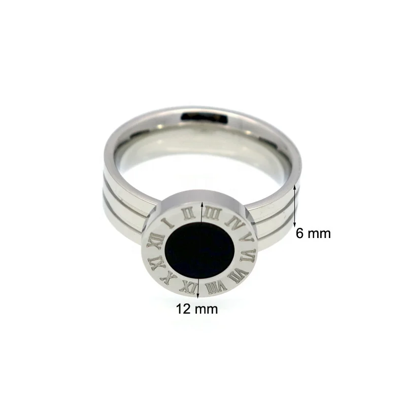 Popular 18K Gold plated Color round Roman Numerals Rings Hot sell Fashion Stainless Steel Women Party Ring