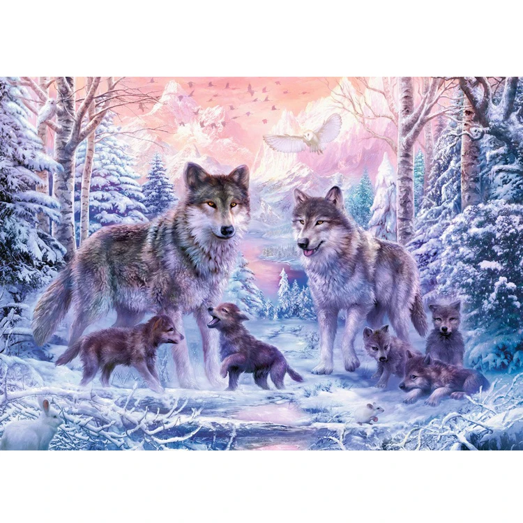 Алмазная живопись Yiwu factory вышивка крестиком с узором «Волчья семья»
