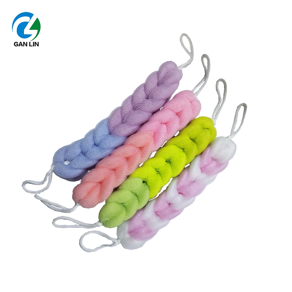 Customized length and color mesh sponge bath back strap