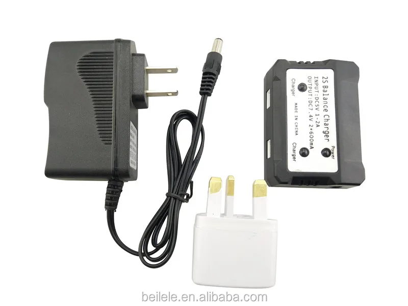 UK Standard 1PCS 2 in 1 Charger + 2PCS 7.4v 2700mAh H501s Battery For Hubsan X4 H501A H501M H501S pro W H501C Drone