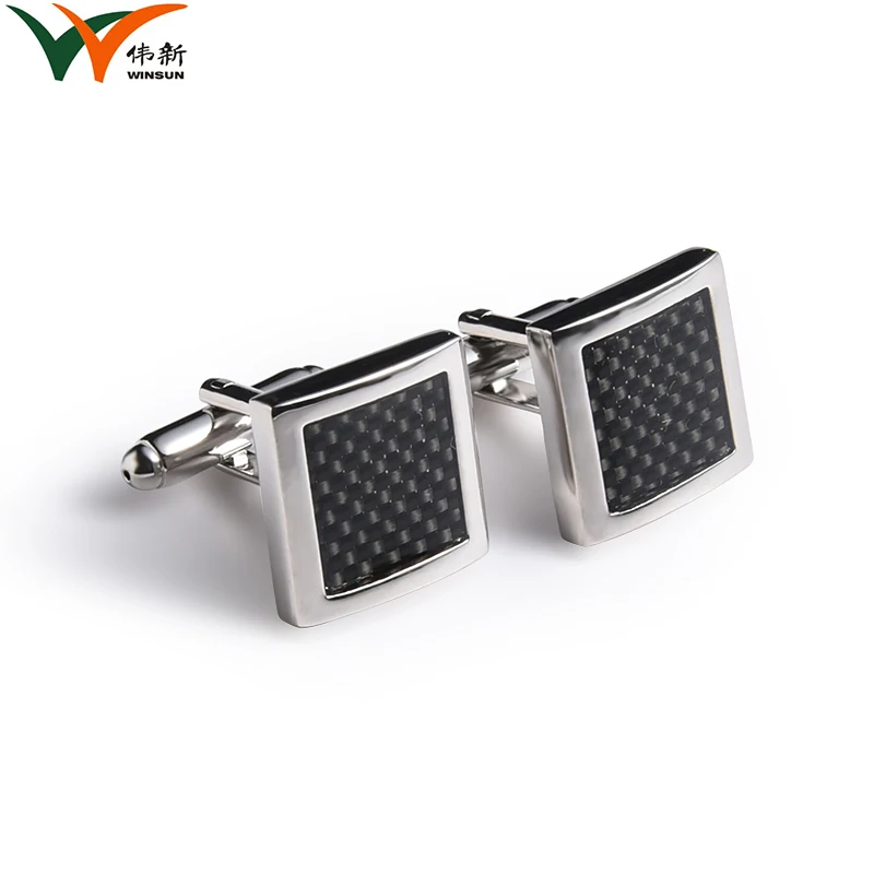 Производитель запонок, оптовая продажа, недорогие черные квадратные металлические запонки из углеродного волокна под заказ