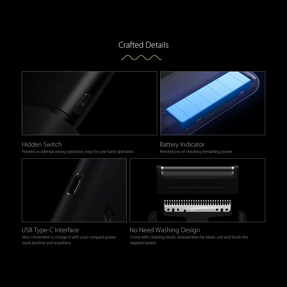 
Original Xiaomi Electric Men Shaver Smart Mini Portable Razor Fully Metal Body trimmer Cordless Shavers 