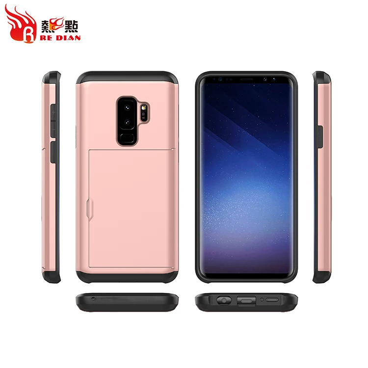 Оптовая продажа карты мобильного телефона чехол для samsung s9 плюс держателя карты случая tpu ПК бумажник чехол для galaxy s9