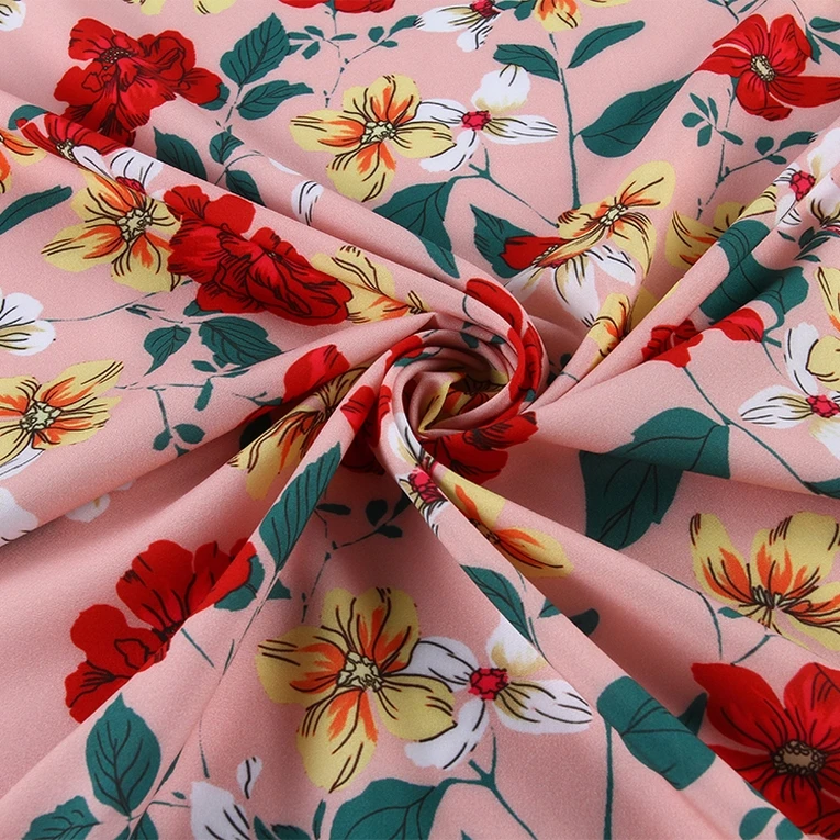 China suppliers floral woven polyester fashion print 50D plain four way fabric textile for clothes