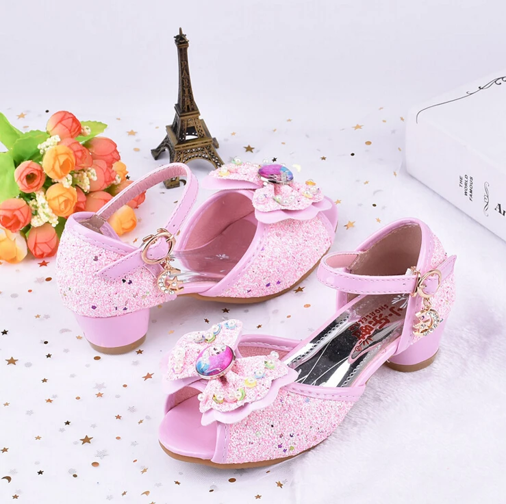 Холодное сердце Эльза летние дети Кристалл красивая принцесса девушка высокие каблуки