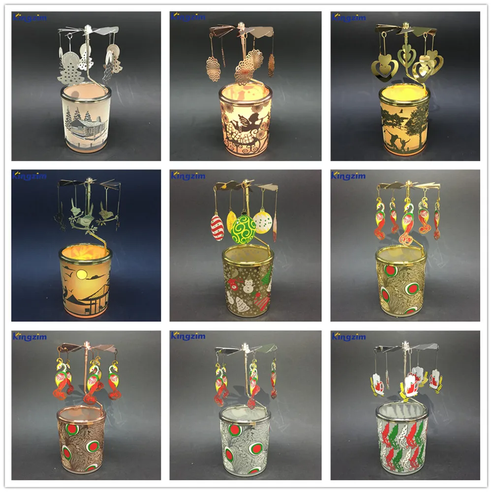 Оптовая продажа вращающиеся подсвечники на заказ с каруселем из кленовых листьев для свадебного подарка