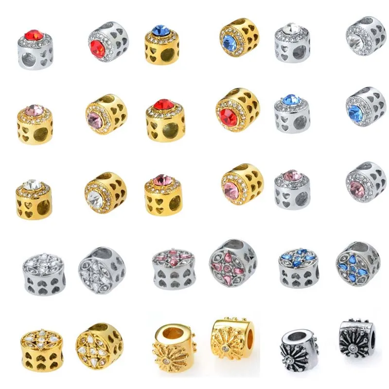 Afxsion fashion jewelry DIY stainless steel European beads titanium snake chain color diamond charm bracelet